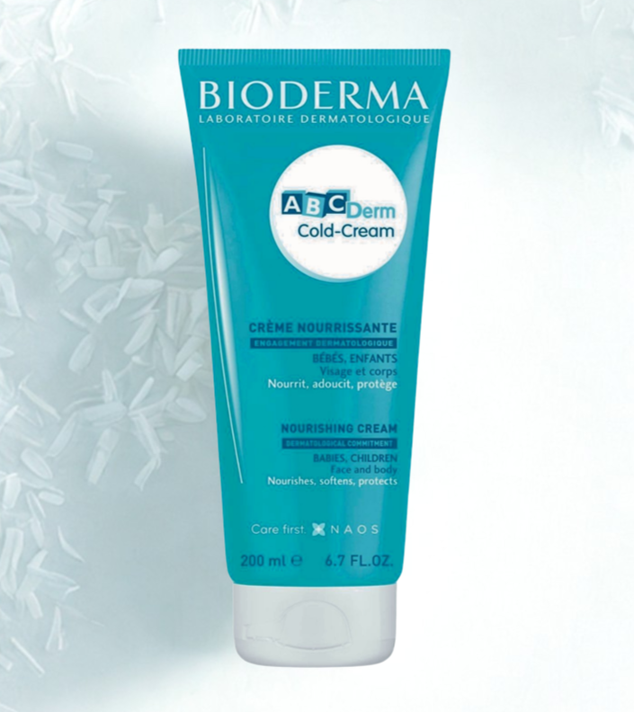 Bioderma ABCDerm Cold-Cream tube on a light gray background