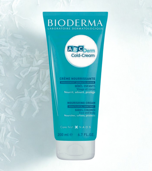 Bioderma ABCDerm Cold-Cream tube on a light gray background