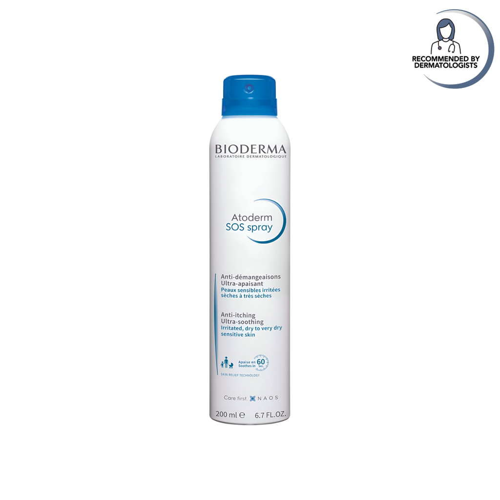 Bioderma Atoderm SOS spray bottle on a white background