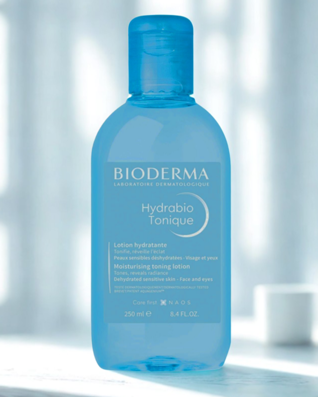 Bioderma Hydrabio Tonique bottle on a light background