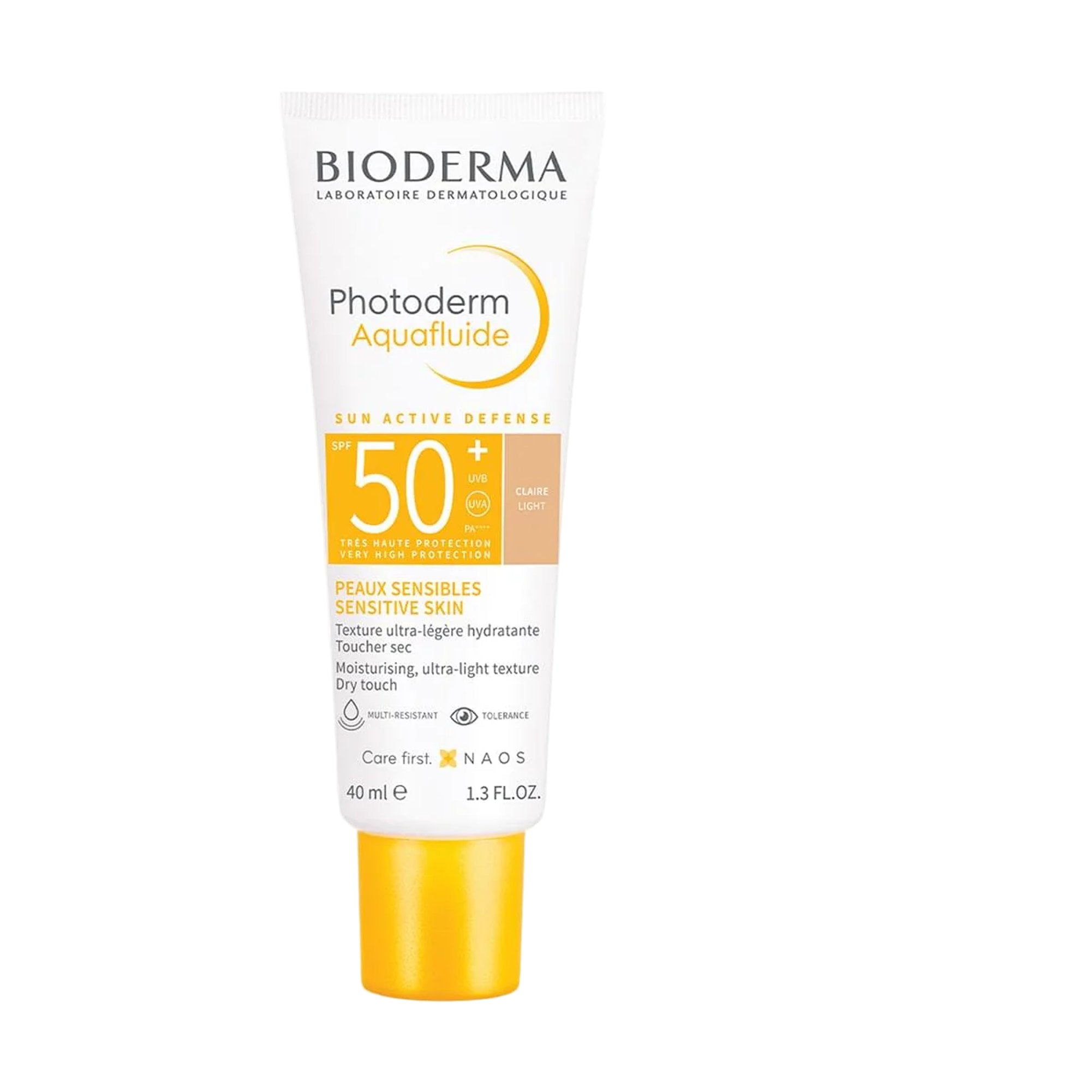 Bioderma Photoderm Aquafluide sunscreen tube on a white background