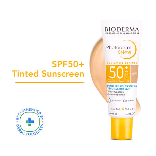 Bioderma Photoderm Crème sunscreen bottle with SPF50+ on a white background