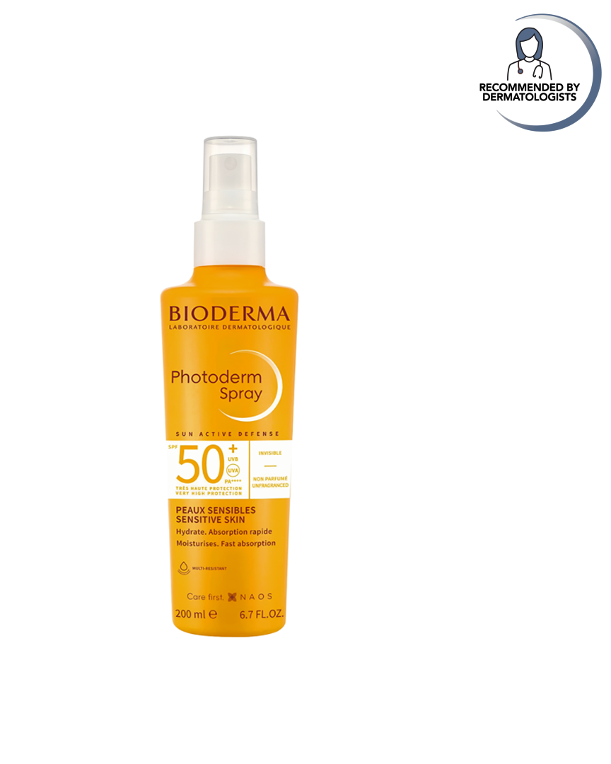 Bioderma Photoderm Spray bottle on a white background
