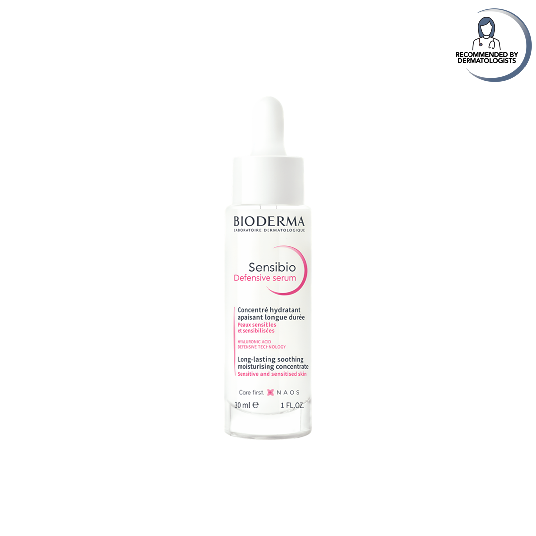 Bioderma Sensibio serum bottle on a white background
