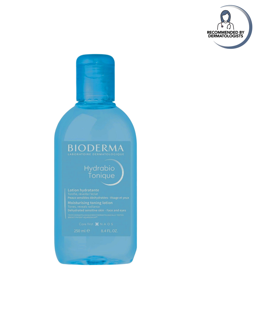 Bioderma bottle of Hydrabio Tonique on a white background