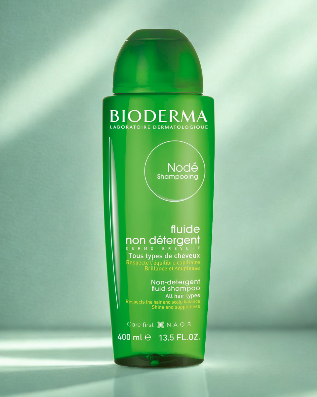 Bioderma shampoo bottle on a light gray background