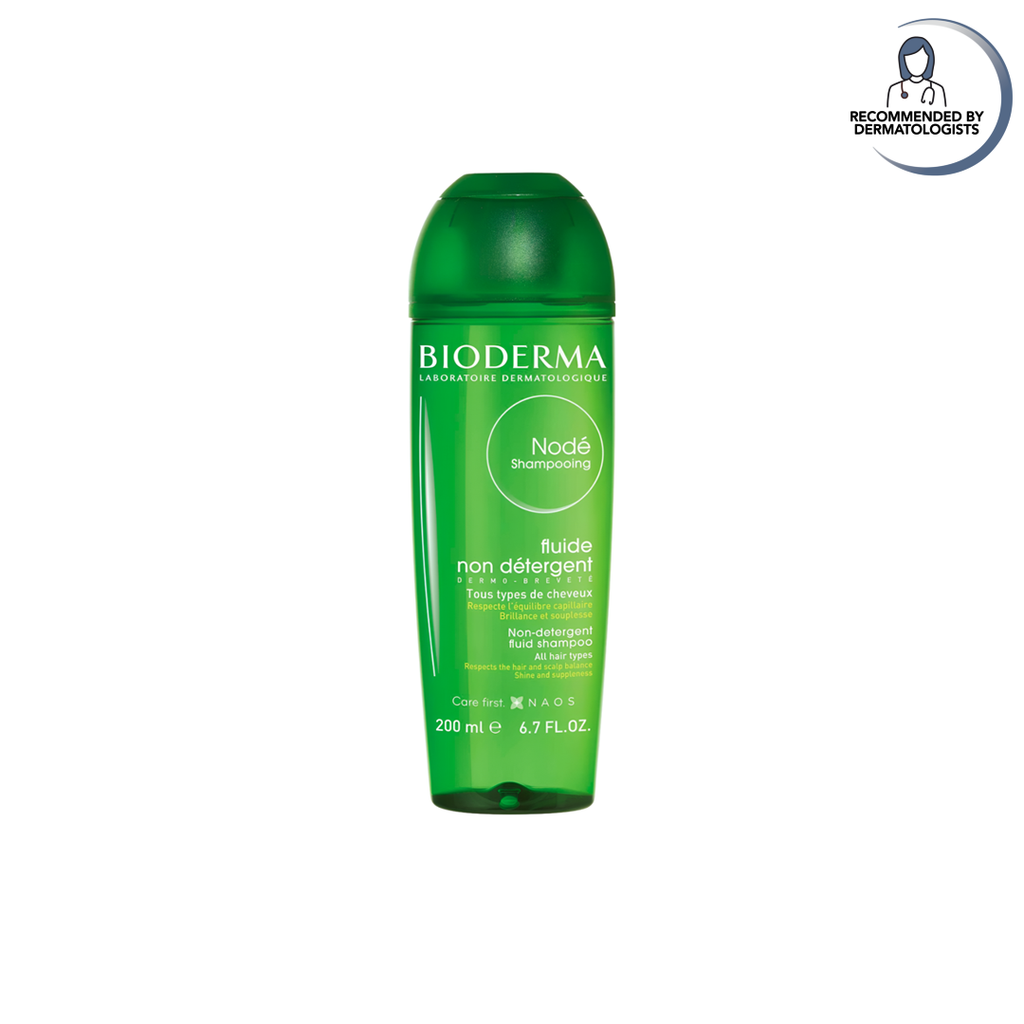 Bioderma shampoo bottle on a white background