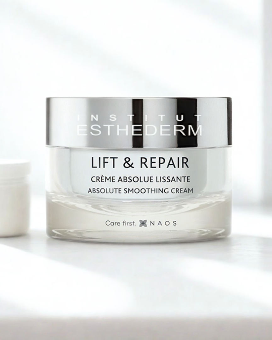 Institut Esthederm Lift & Repair cream jar on a white background